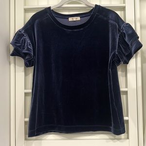 Madewell ruffle sleeve velvet tee